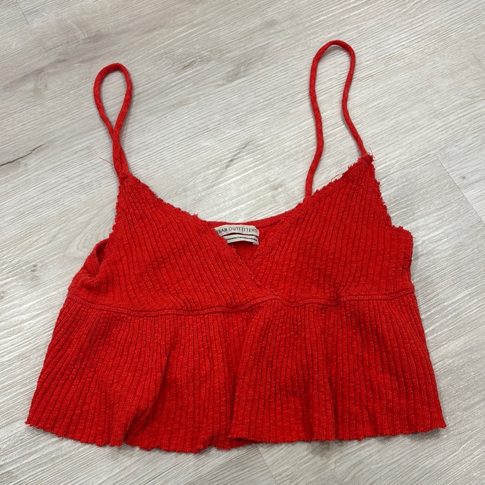 Urban Outfitters Red Ribbed Crop Top